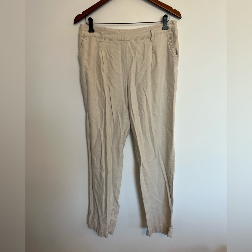 Cleo Tan linen Pants with belt buckle size medium - Picture 2 of 7